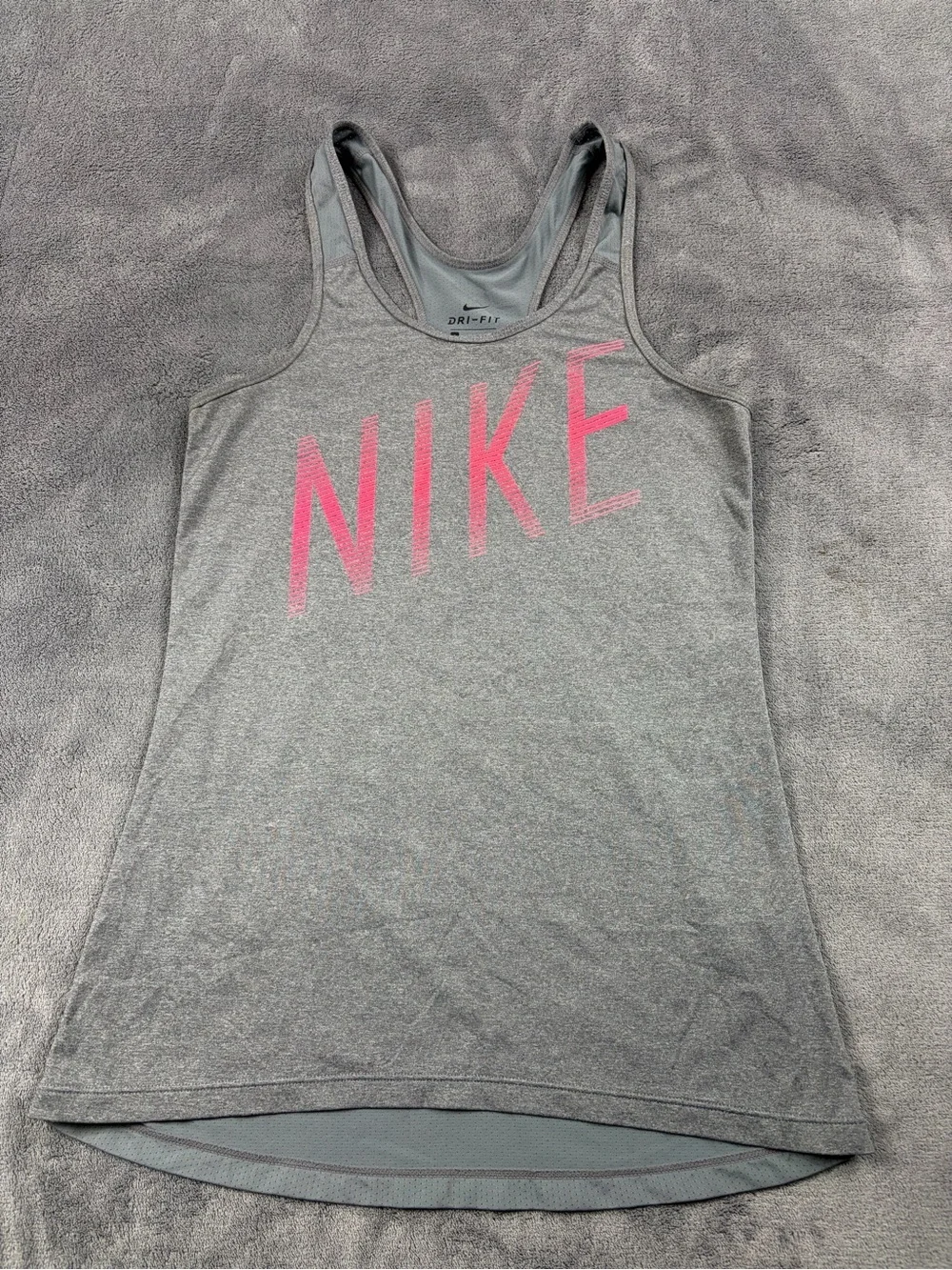 Nike Gray Racerback Tank with Pink Logo size S